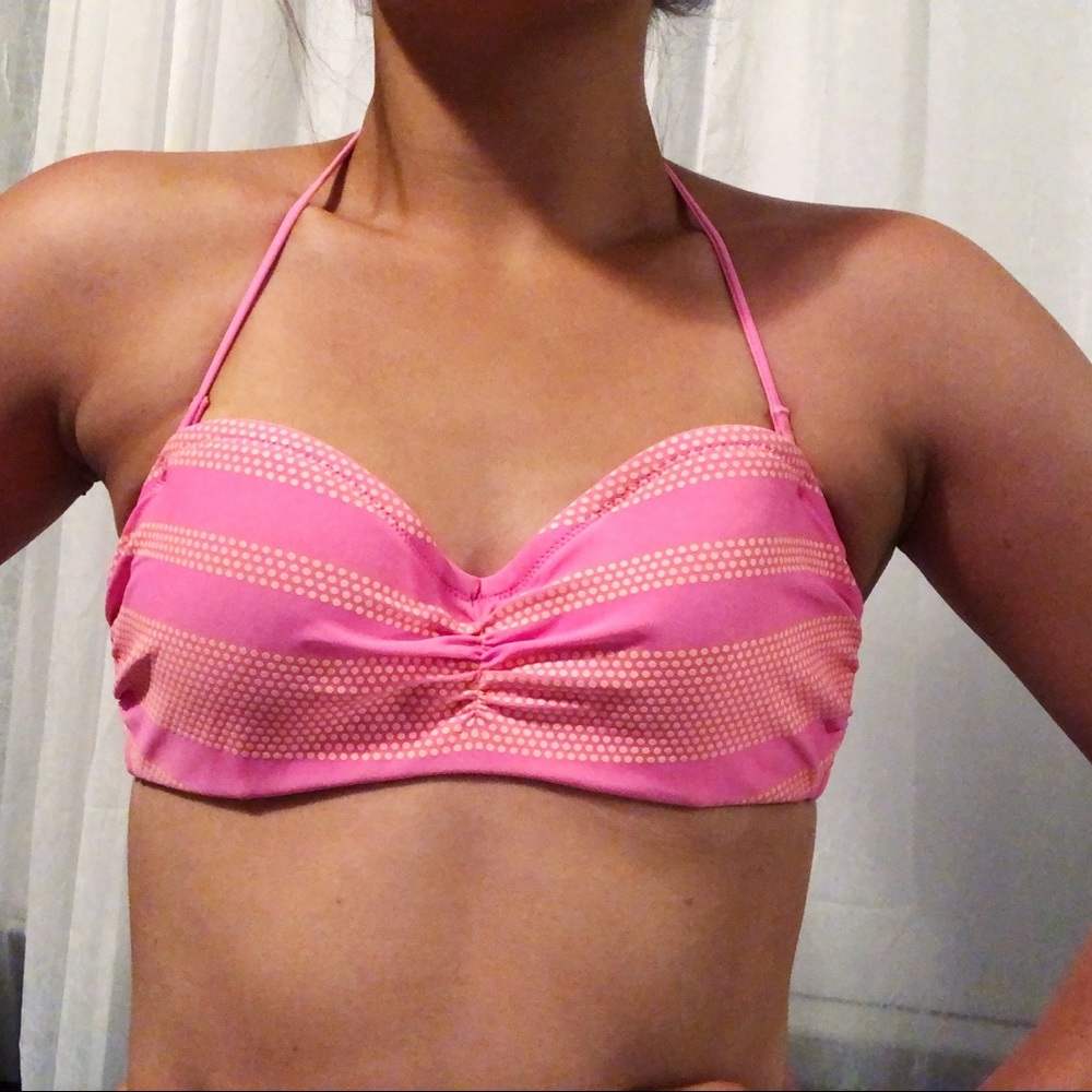 Aerie Pink and Orange Bandeau Strapless Bikini